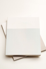 Stack of blank paper on beige background