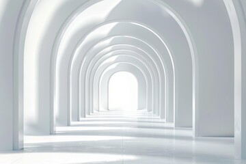 Obraz premium 3D rendering of a Perspective of Light and White Arches