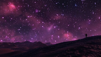 Naklejka premium Desert magenta night sky rolling dunes