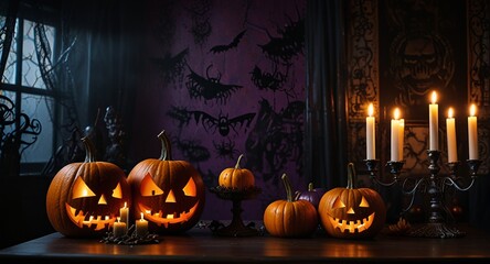 a room decorated for Halloween