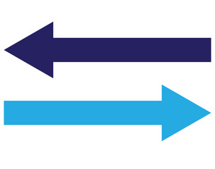 Straight long arrow, left thin line, color cursor, horizontal element, thick pointer vector icon isolated on white background. Simple illustration