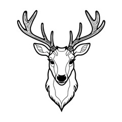 deer head line art drawing style,