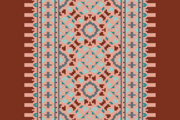 Geometric ethnic oriental seamless pattern traditional Design for background, carpet, wallpaper, clothing, wrapping, Batik, fabric, vector, illustration, boho embroidery style.