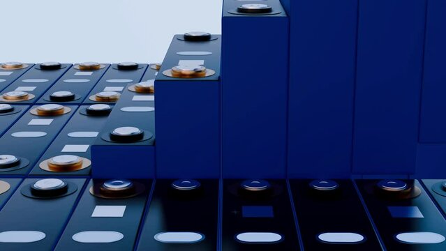 3d rendering of prismatic battery, rectangular lithium ion phosphate LFP battery's for electric vehicles