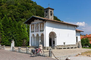 Madonna del Ghisallo church and cycling museum in Magreglio, Lake Como, Italy