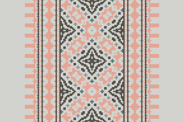 Geometric ethnic oriental seamless pattern traditional Design for background, carpet, wallpaper, clothing, wrapping, Batik, fabric, vector, illustration, boho embroidery style.