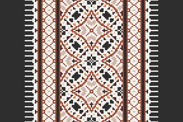 Geometric ethnic oriental seamless pattern traditional Design for background, carpet, wallpaper, clothing, wrapping, Batik, fabric, vector, illustration, boho embroidery style.