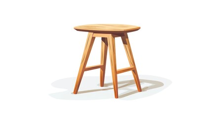 A flat design illustration of a wooden backless stool is depicted in 2d format standing out against a white background