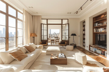 Fototapeta premium Cozy Living Room with Bookcase