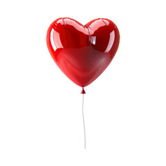 Red heart balloon floating in the fly isolated on transparent background Remove png, Clipping Path