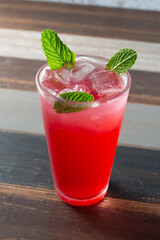 A view of a hibiscus lemonade.