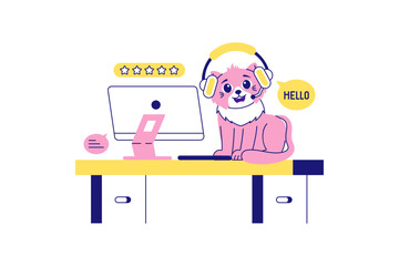 Illustration of Cat Customer Service