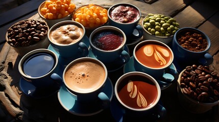 coffee, beans and chocolate