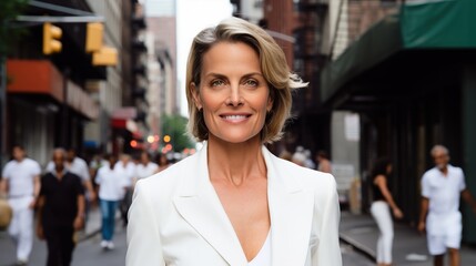 portrait of a woman in a city