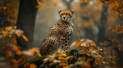 Wild cheetah in maout background beautiful mammal animal