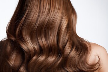 Naklejka premium Woman with balayage highlights hair on white background