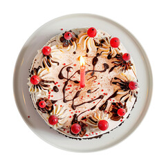 Birthday cake with candel isolated on transparent background Remove png, Clipping Path