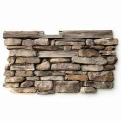 Obraz premium Weathered Wooden Beams and Natural Stone Arrangement Creating a Rustic Wall