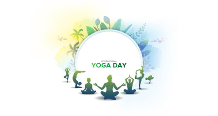 Yoga Day greeting card 21st June.