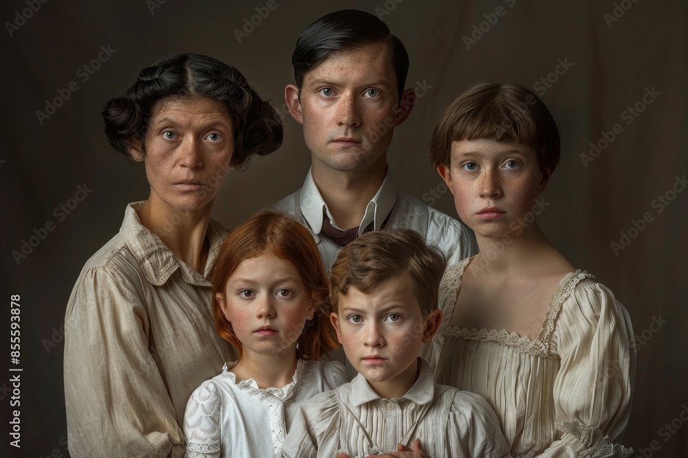Poster varied group of individuals of different ages and ethnicities standing side by side in a row, a seri