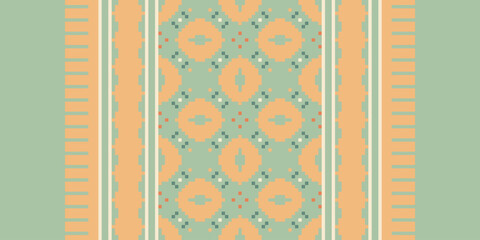 Beautiful traditional ethnic motifs ikat geometric fabric pattern cross stitch.Ikat embroidery Ethnic oriental Pixel.Abstract,vector,illustration. Texture,scarf,decoration,wallpaper,curtain,sarong.
