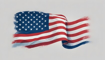 Fototapeta premium USA colors, stars and stripes abstract grunge wavy background. Independence Day modern vector banner design. Corporate concept American flag