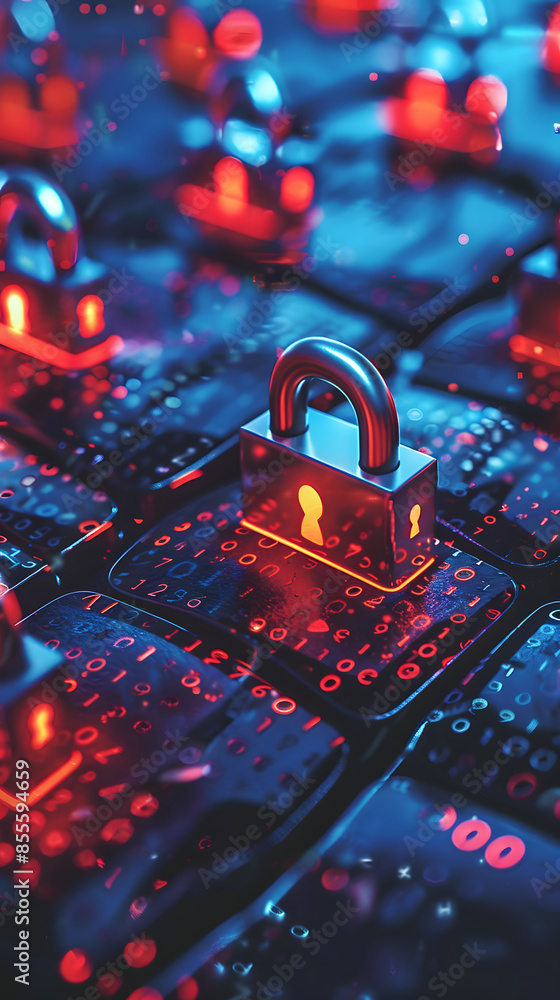 Poster cyber ​​security and data protection, internet network security, protect business and financial tran