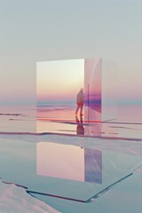 Fototapeta premium photo of a person walking, motion blur, white background