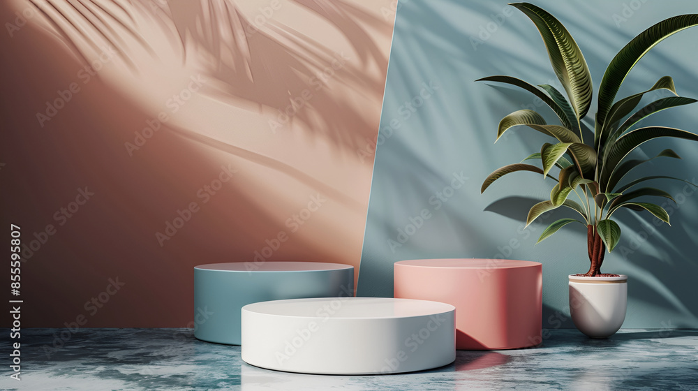 Poster 3d render of abstract geometric forms. glossy podium for product presentation. pedestal or platform 