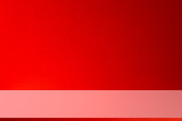 Naklejka premium Wall interior background, studio and backdrops show products. with leaf shadow from window color red and white. background for text insertion and presentation of product 