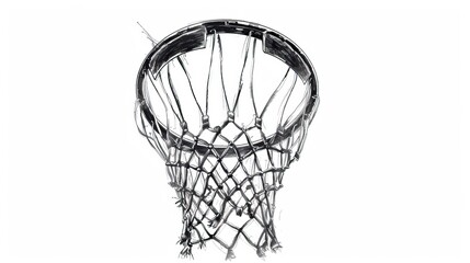 Hand drawn sketch of basketball ring in black isolated on white background