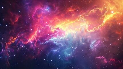 Naklejka premium Colorful nebula and sparkling star cluster in a distant galaxy