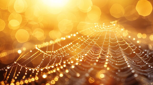 a spider web with dew drops