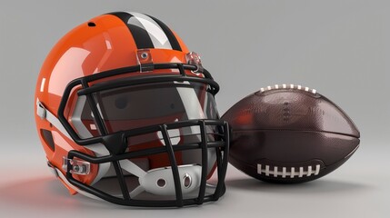 Fototapeta premium Helmet and american football ball 