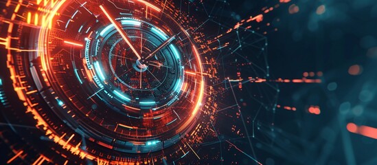 a clock with a red and blue light