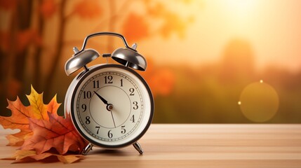 a alarm clock with a leaf on the side