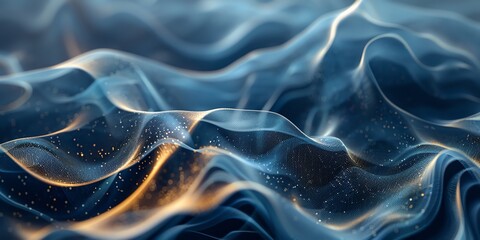 Obraz premium 3D abstract illustration of waves from plastic and fabric, bright colors, for banners and layouts, landing pages, very detailed texture, grey and black, 2:1