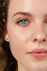 Close Up of Woman With Blue Eyes