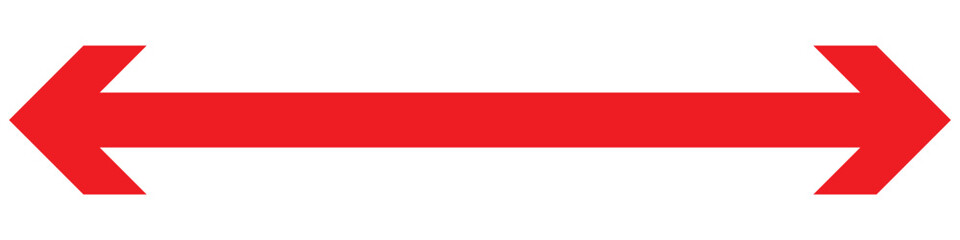 Horizontal dual thin long straight double ended arrow. Contour isolated vector image on white background.