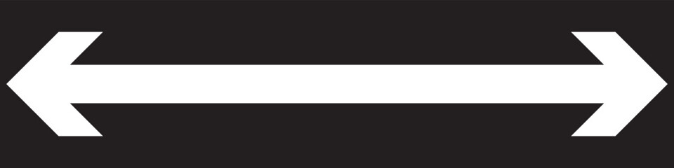Horizontal dual thin long straight double ended arrow. Contour isolated vector image on white background.