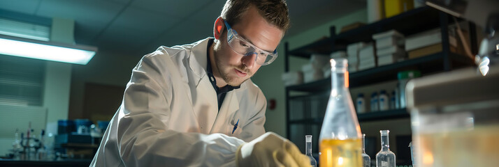  scientist in lab coat engrossed in groundbreaking research within a state-of-the-art laboratory setting, embodying innovation