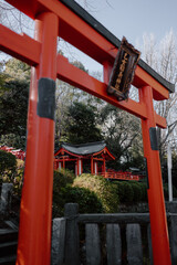 Vibrant Red Torii Gate at Tokyo Shrine