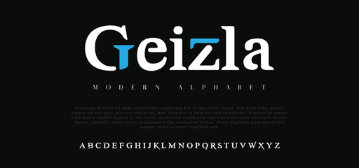 Geizla Modern minimal abstract alphabet fonts. Typography technology, electronic, movie, digital, music, future, logo creative font. vector illustration.