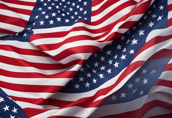 Obraz premium USA flag. American flag. American flag blowing in the wind. USA colors, stars, and stripes abstract grunge banner design. Independence Day modern vector background. Corporate concept American flag