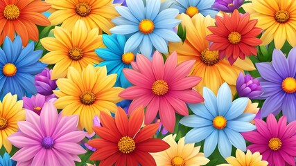 Flowers background, many beautiful flowers background illustration.