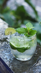 fresh Mojito with lime garnish