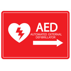 AED,automated external defibrillator aed sign with heart