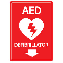AED,automated external defibrillator aed sign with heart
