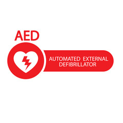 AED,automated external defibrillator aed sign with heart