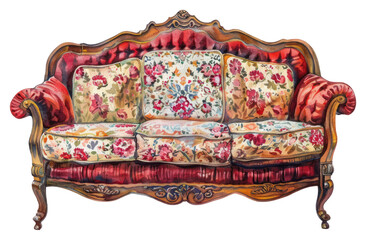 PNG Ottoman painting of sofa furniture white background architecture.